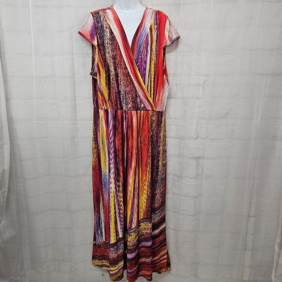 Ashley Stewart Purple Striped Maxi Dress Festival Boho Colorful 26/28 - Picture 1 of 10